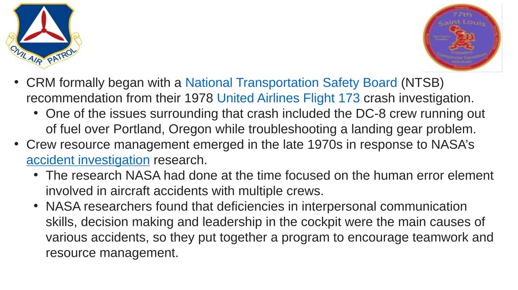 Crew/Cockpit Resource Management (CRM) First - slide 3 of 11