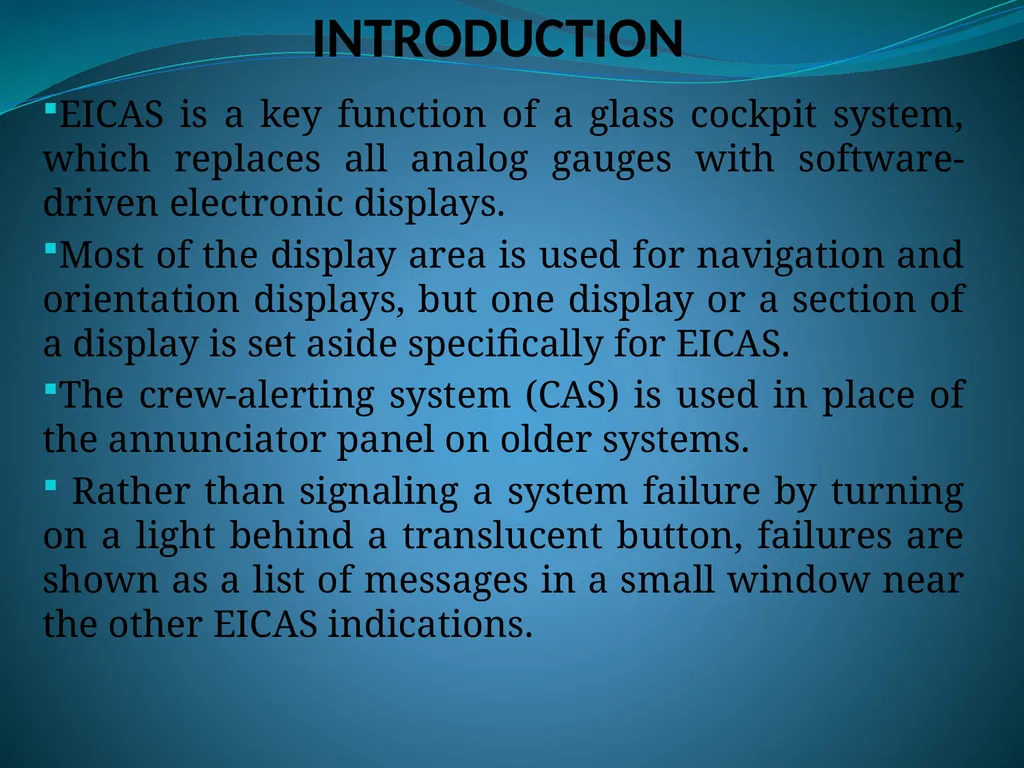 ENGINE INDICATING AND CREW ALERTING SYSTEM (EICAS) - slide 3 of 6