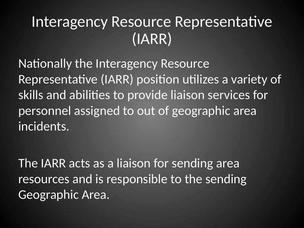 Interagency Resource Representative (IARR) - slide 2 of 84