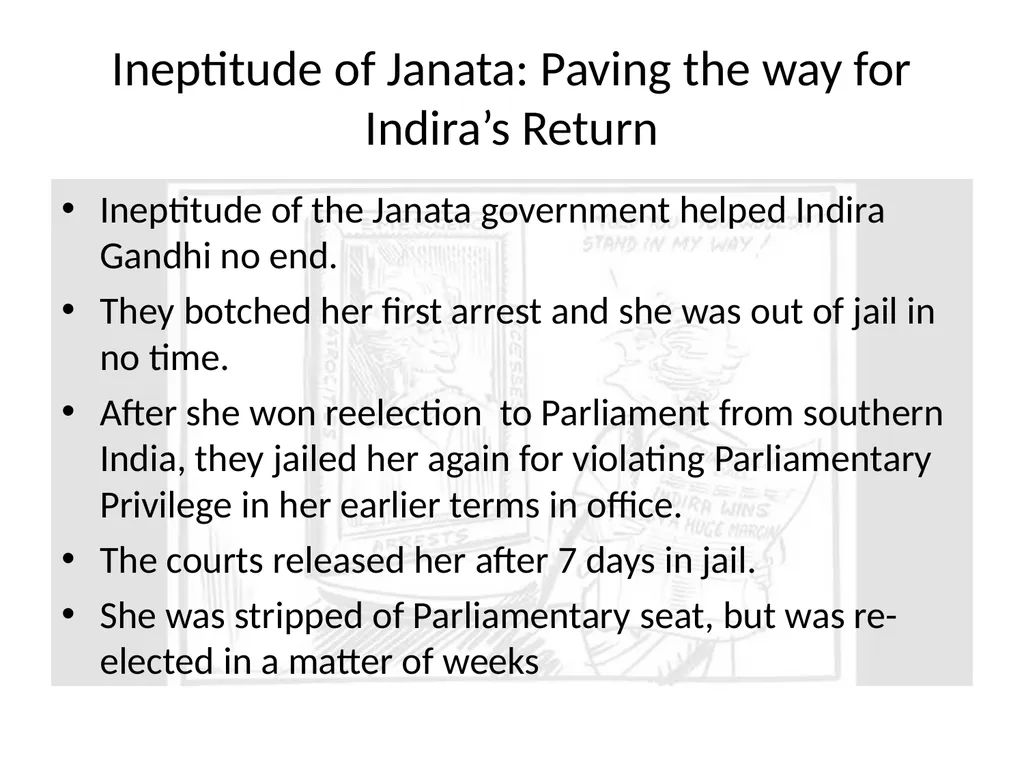 Janata Party and Aftermath In March 1977 the - slide 9 of 10