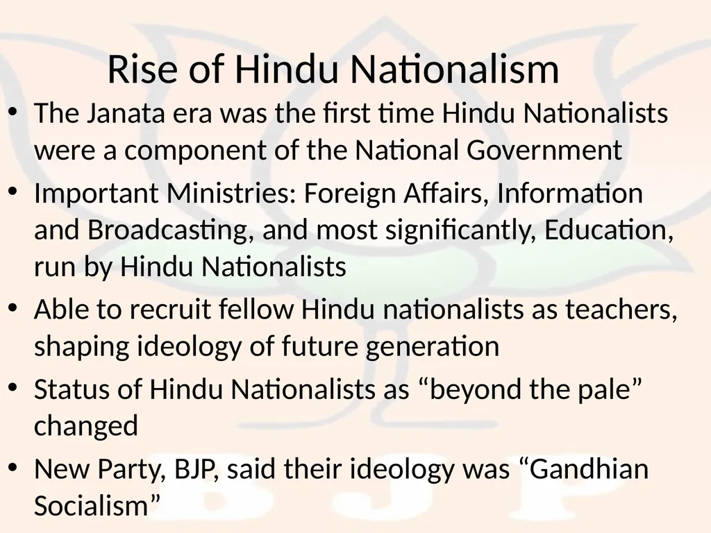 Janata Party and Aftermath In March 1977 the - slide 8 of 10