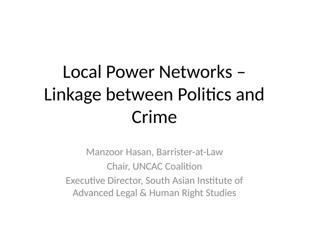 Local Power Networks – Linkage between Politics - slide 1 of 15