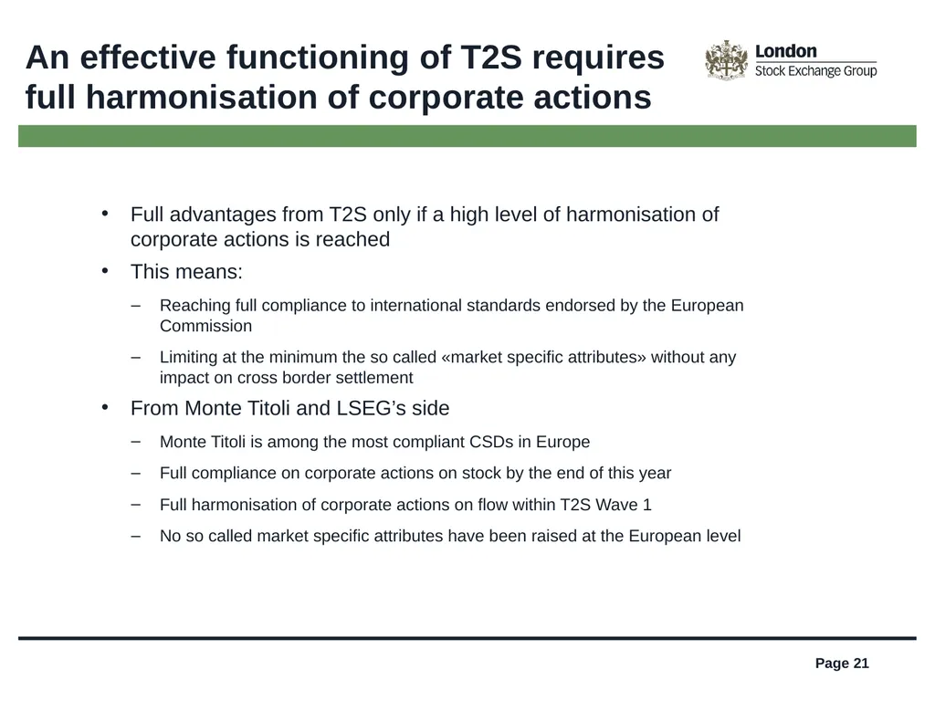 TARGET2-Securities (T2S) is coming, get ready! - slide 21 of 27