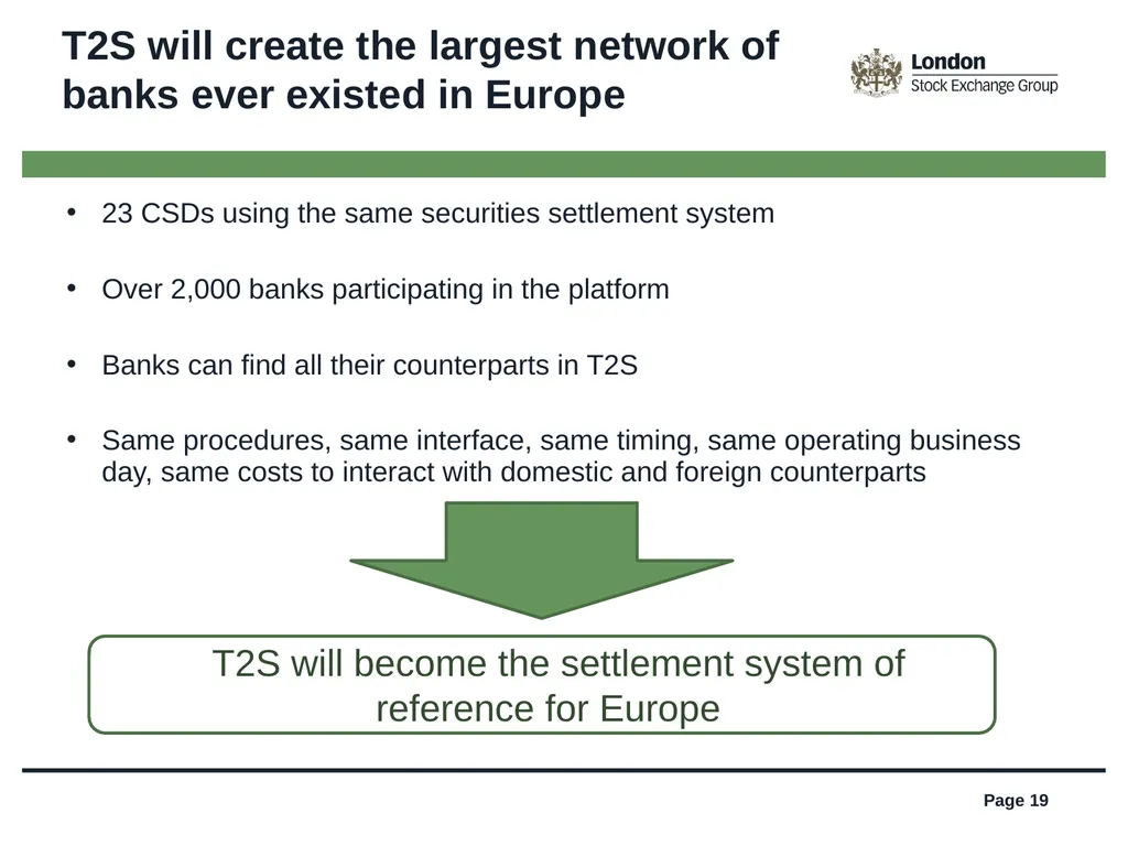 TARGET2-Securities (T2S) is coming, get ready! - slide 19 of 27