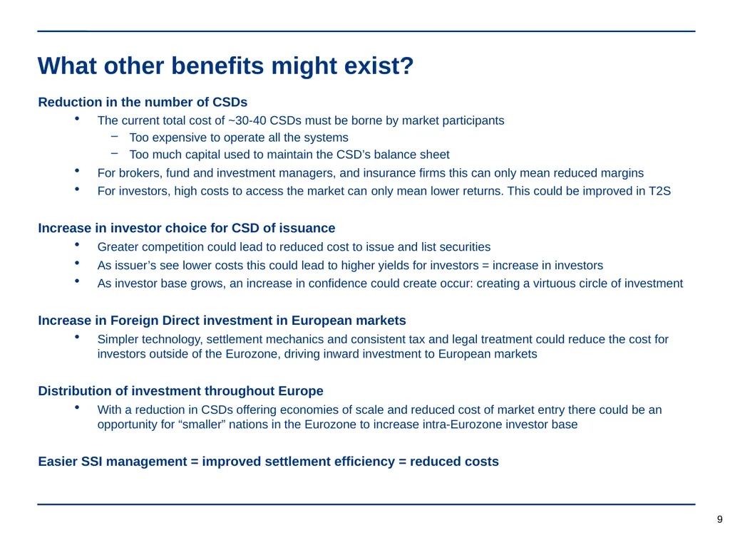 TARGET2-Securities (T2S) is coming, get ready! - slide 9 of 27