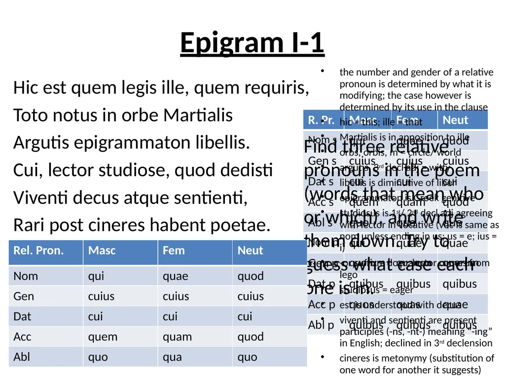 Martial the number and gender of a relative - slide 2 of 9