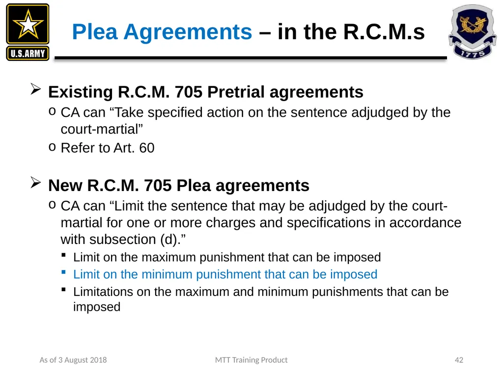 As of 3 August 2018 MTT Training Product 1 - slide 27 of 44