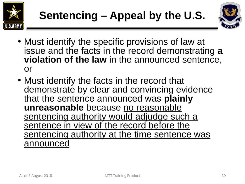 As of 3 August 2018 MTT Training Product 1 - slide 18 of 44