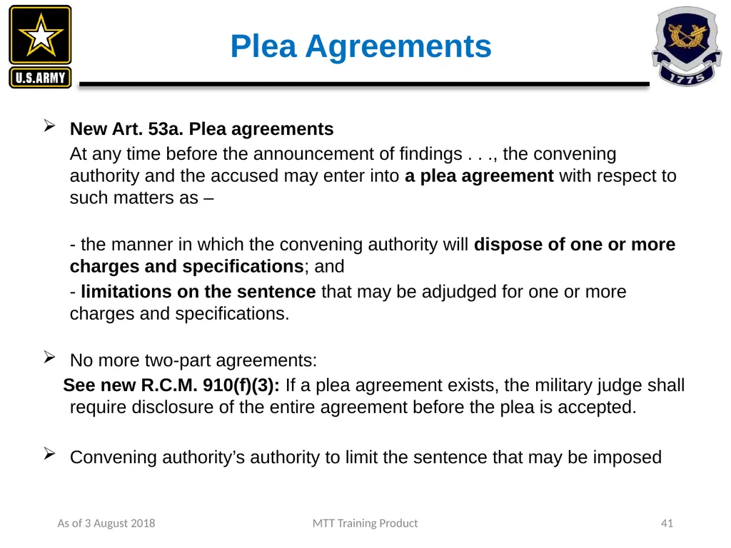 As of 3 August 2018 MTT Training Product 1 - slide 26 of 44