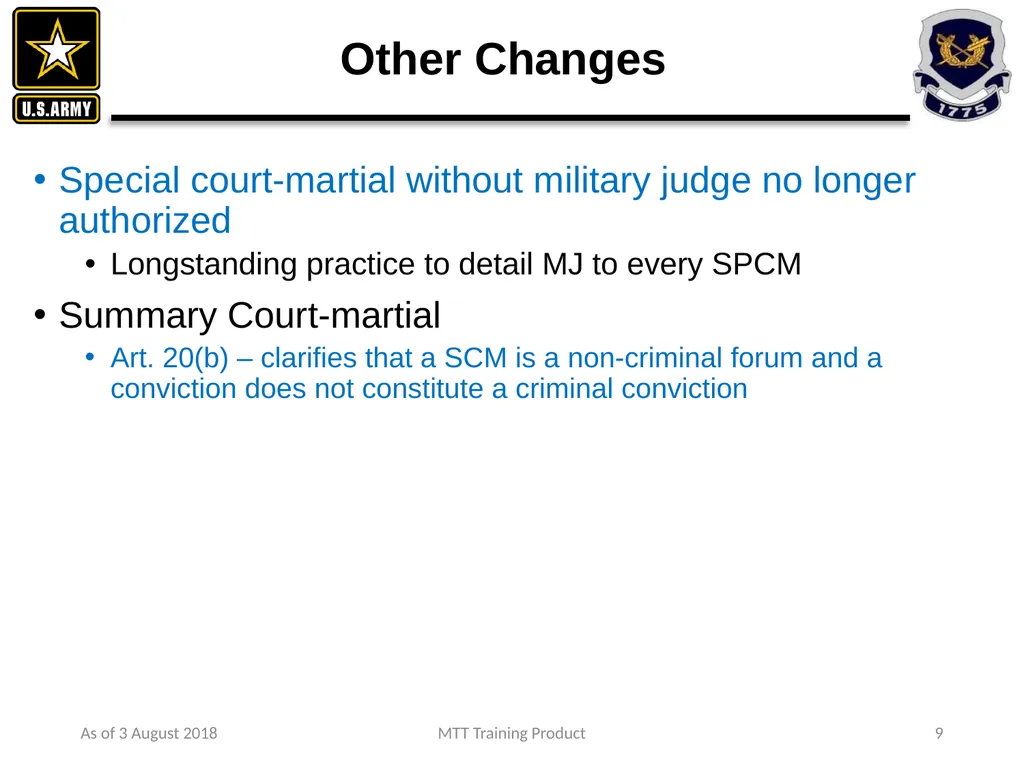 As of 3 August 2018 MTT Training Product 1 - slide 5 of 44