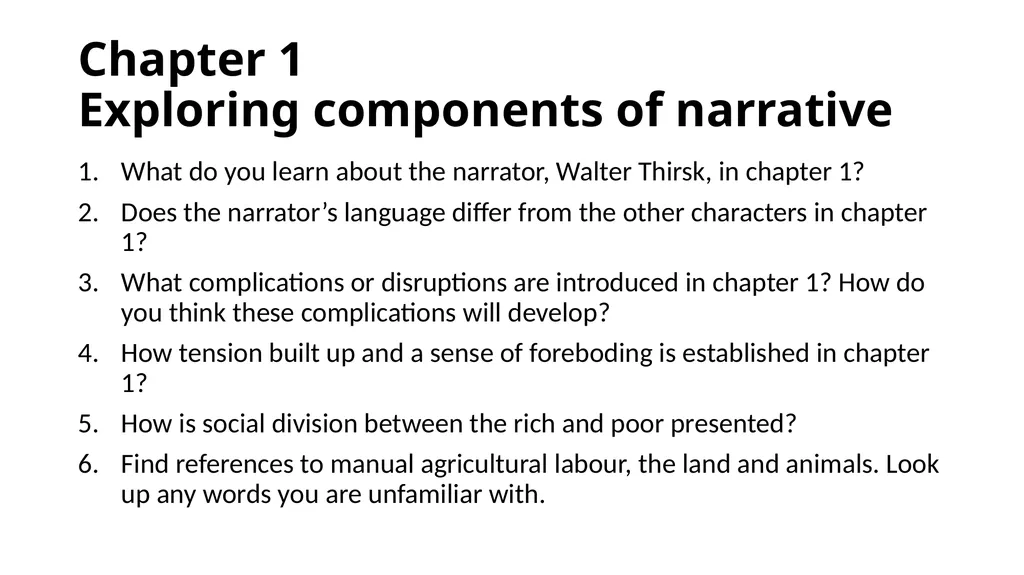 Harvest by Jim Crace ENGLISH LITERATURE B PAPER 2: - slide 9 of 28
