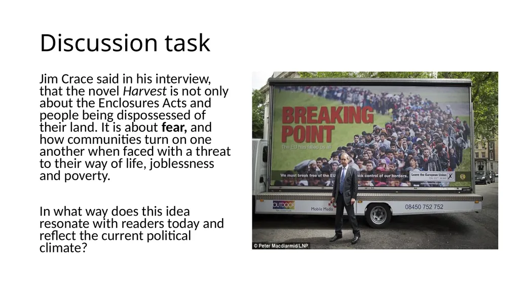 Harvest by Jim Crace ENGLISH LITERATURE B PAPER 2: - slide 4 of 28