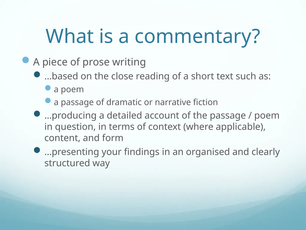 Commentary Writing Guidelines and FAQ Department - slide 2 of 21