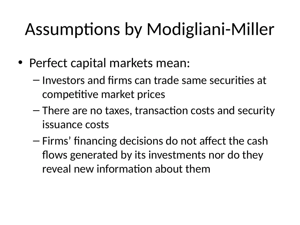 Capital Structure in a Perfect Market Chapter 14 - slide 14 of 40