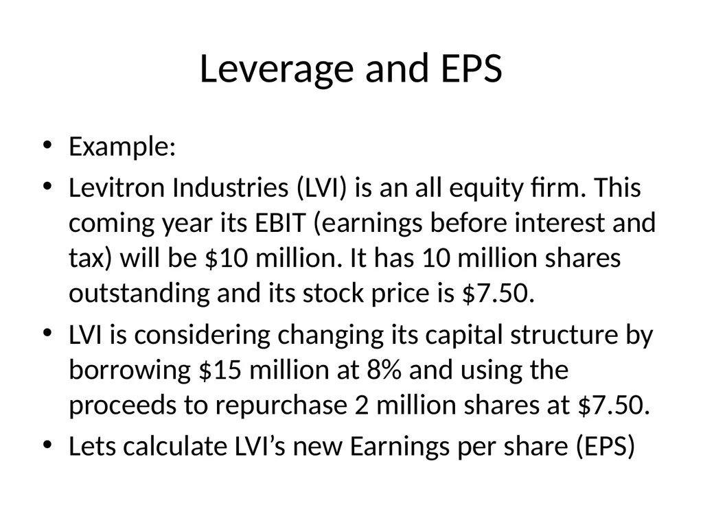 Capital Structure in a Perfect Market Chapter 14 - slide 35 of 40