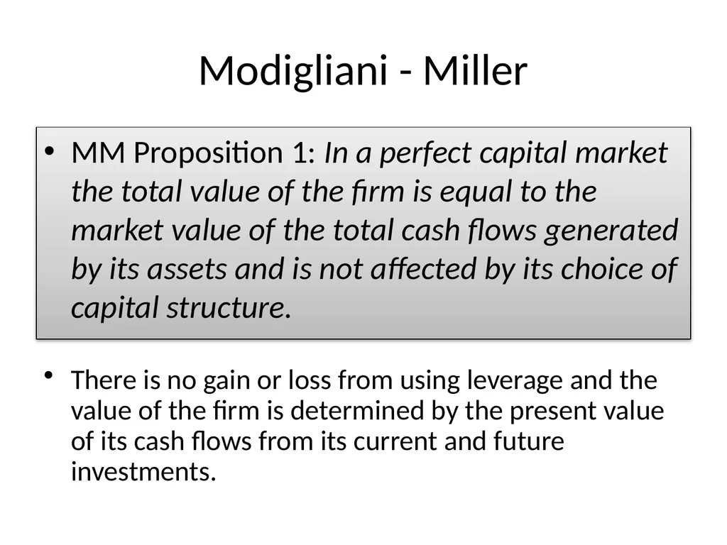 Capital Structure in a Perfect Market Chapter 14 - slide 15 of 40