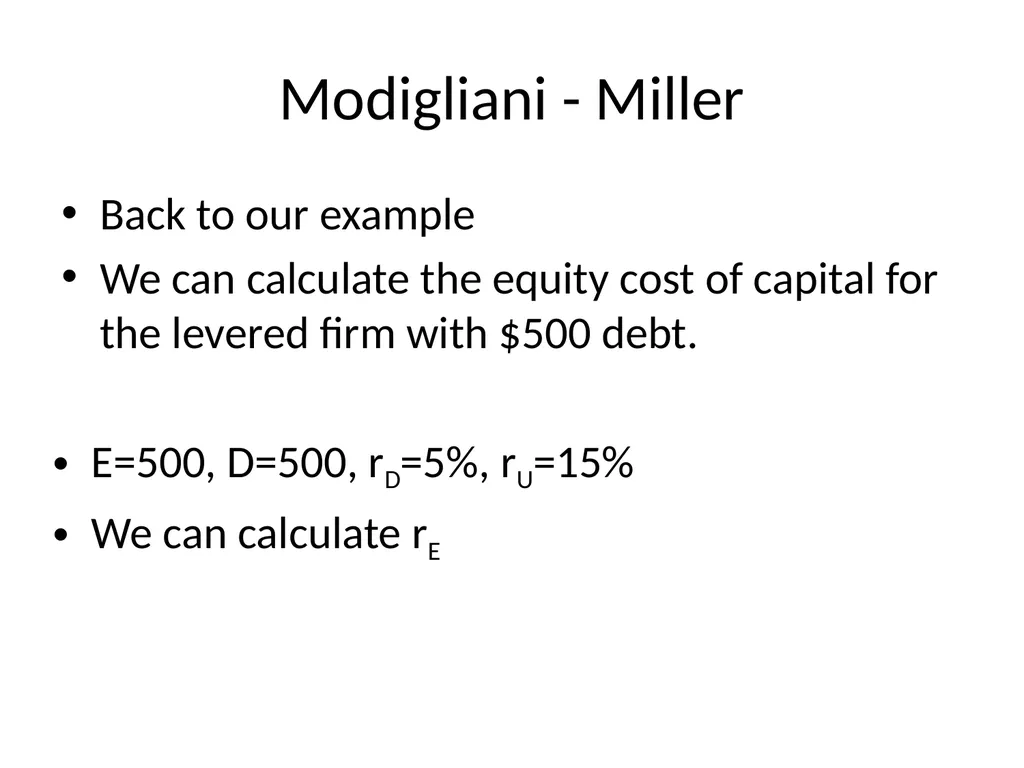 Capital Structure in a Perfect Market Chapter 14 - slide 25 of 40