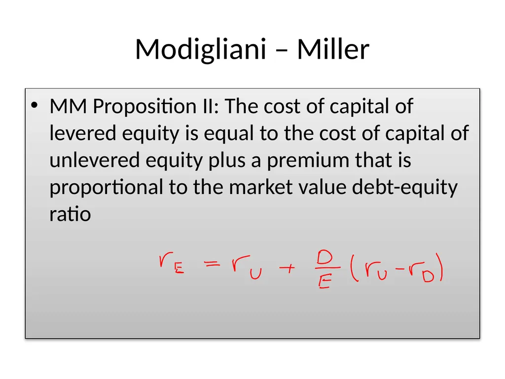Capital Structure in a Perfect Market Chapter 14 - slide 24 of 40