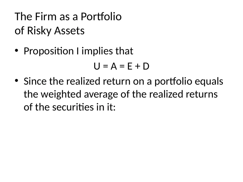 Capital Structure in a Perfect Market Chapter 14 - slide 23 of 40