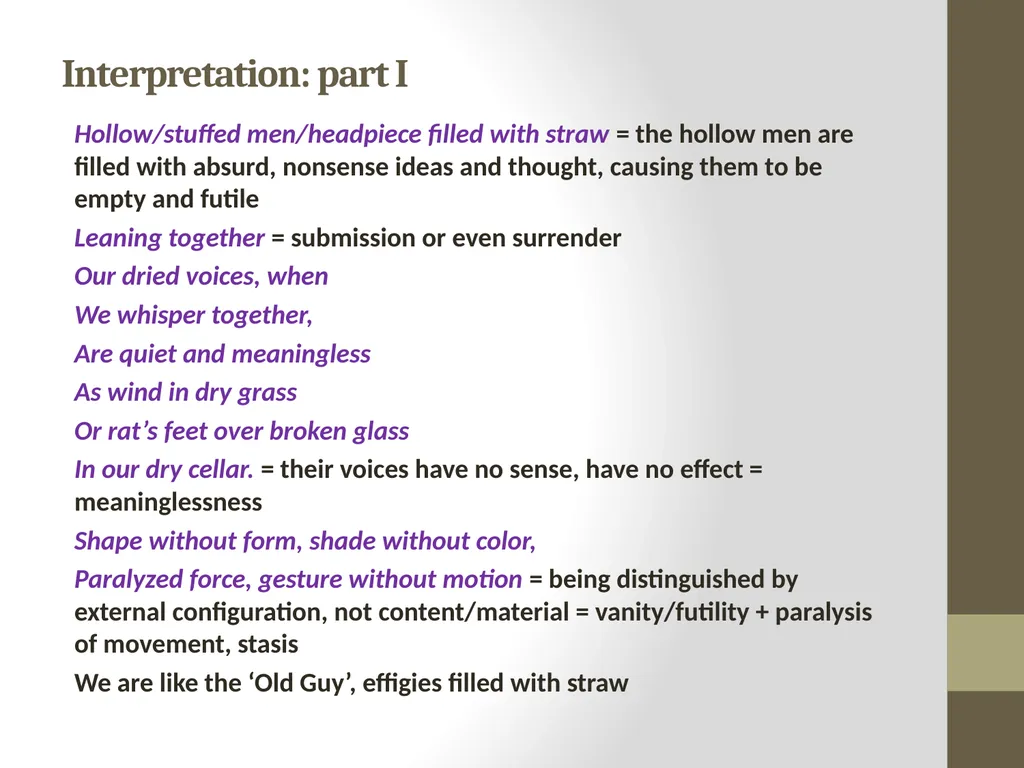 The Hollow Men by T.S. Eliot (1925) Analysis and - slide 13 of 20