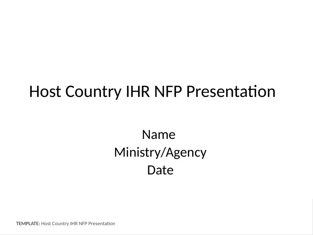 Host Country IHR NFP Presentation Name - slide 1 of 13