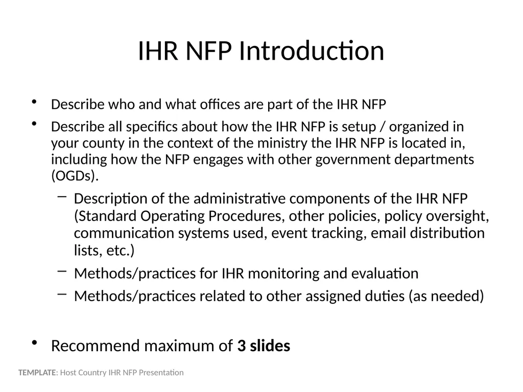 Host Country IHR NFP Presentation Name - slide 6 of 13