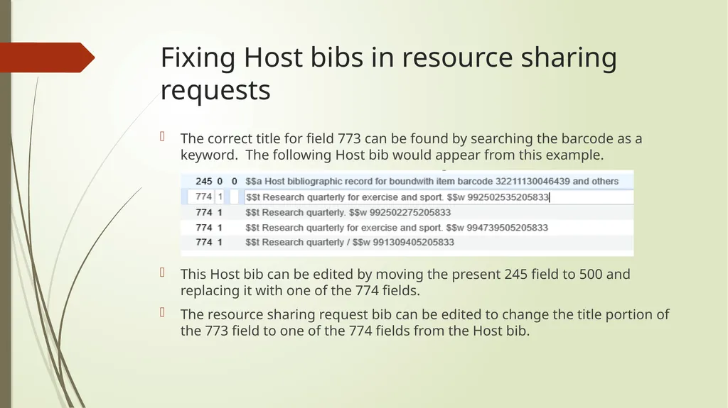 Host Bibliographic Records in Alma/Primo VE What - slide 19 of 24