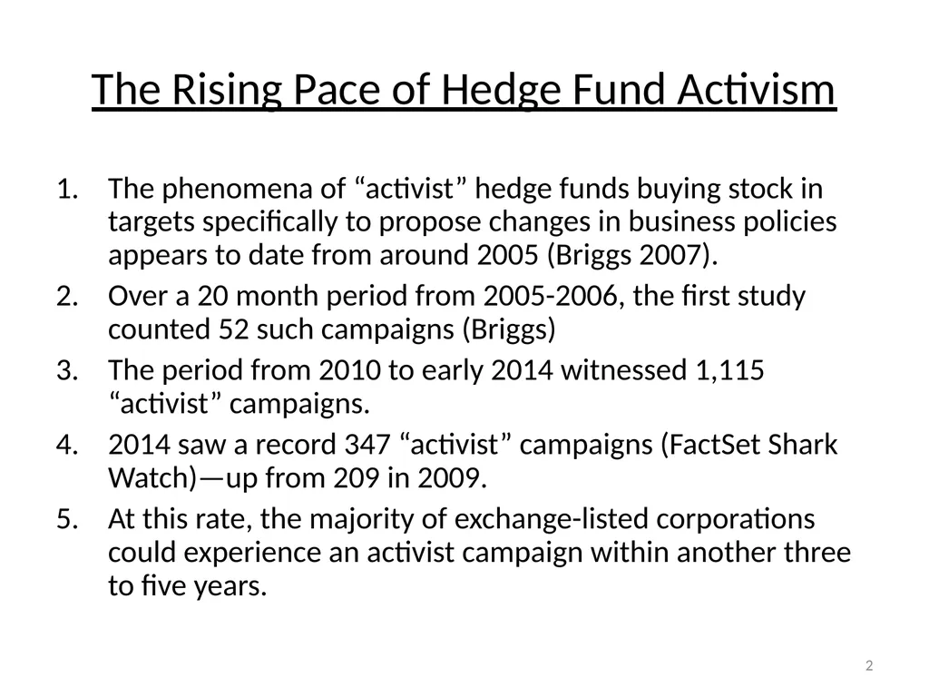The Wolf at the Door: The Impact of Hedge Fund - slide 2 of 11