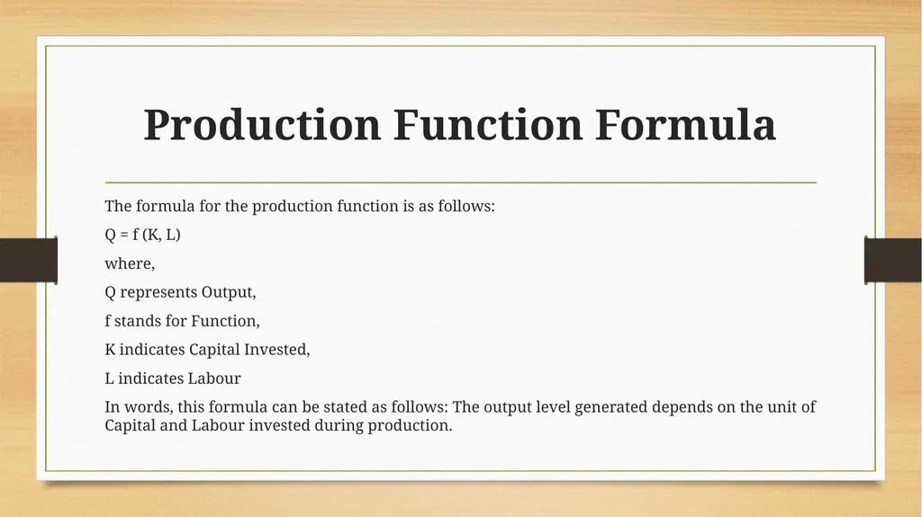 Production Function Production Function The - slide 5 of 9