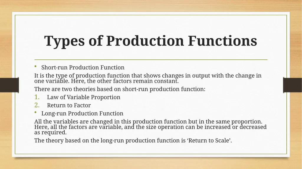 Production Function Production Function The - slide 7 of 9