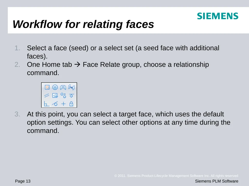 Solid Edge ST4 Training Working with face - slide 13 of 31