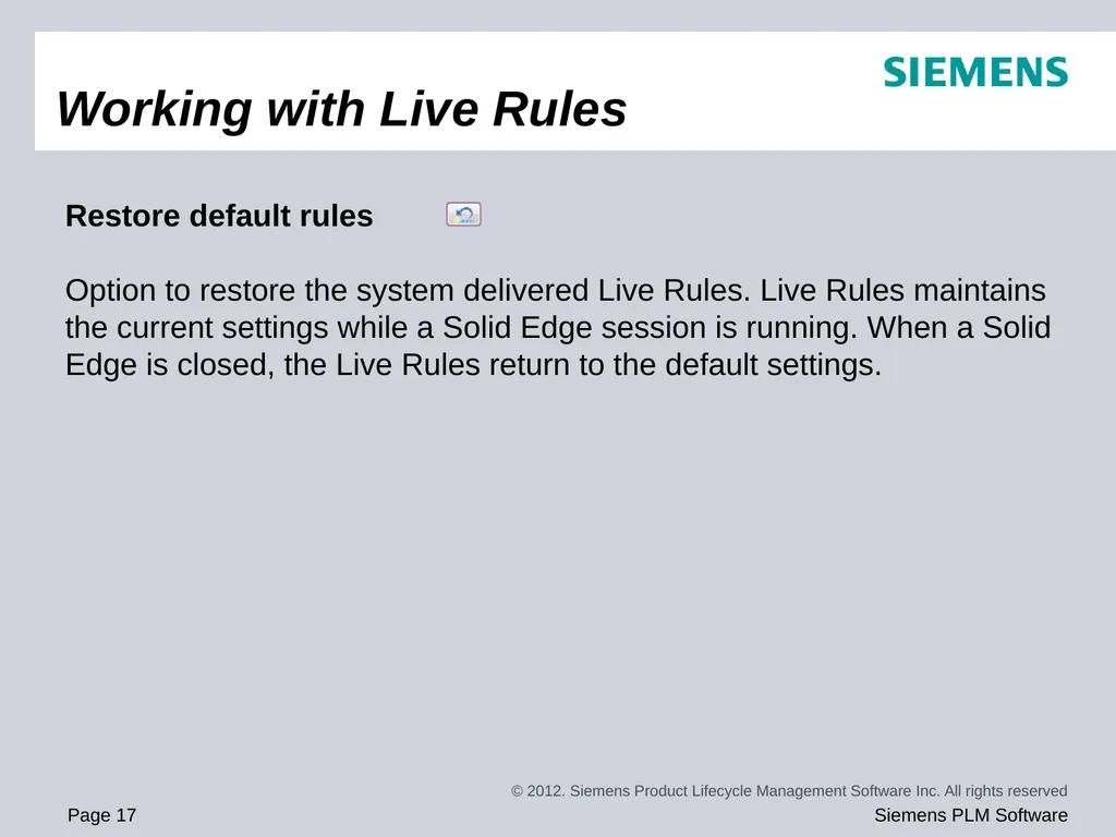 Solid Edge ST5 Training Working with face - slide 17 of 31