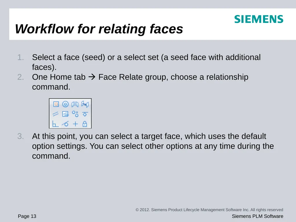 Solid Edge ST5 Training Working with face - slide 13 of 31