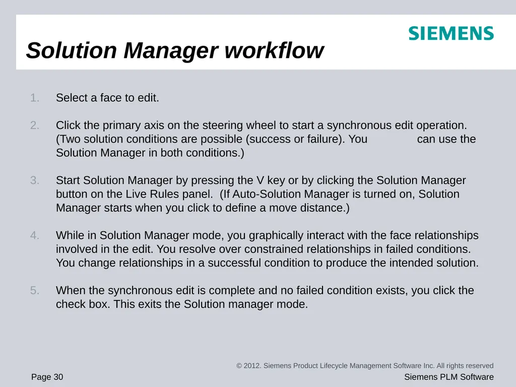 Solid Edge ST5 Training Working with face - slide 30 of 31