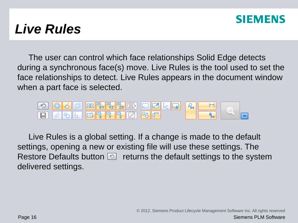 Solid Edge ST5 Training Working with face - slide 16 of 31