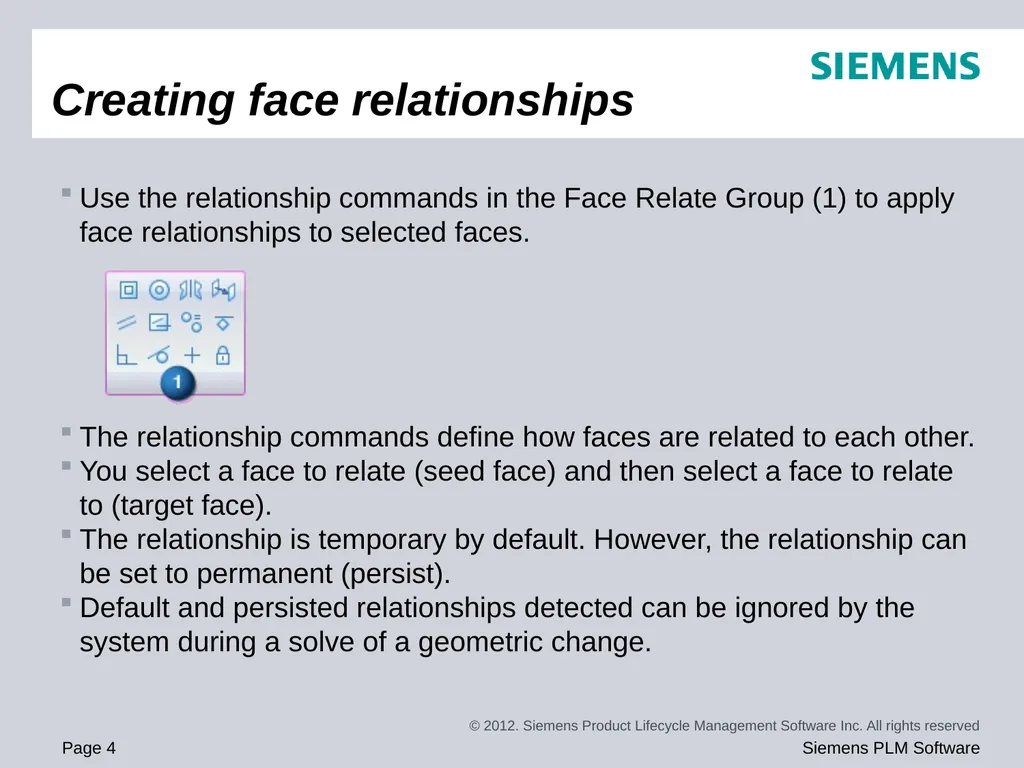 Solid Edge ST5 Training Working with face - slide 4 of 31