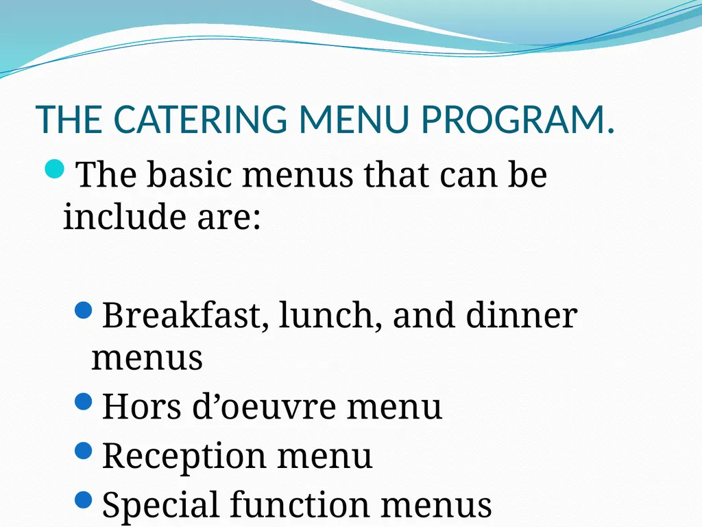 Catering Menu Program CM226 Catering and Event - slide 4 of 51