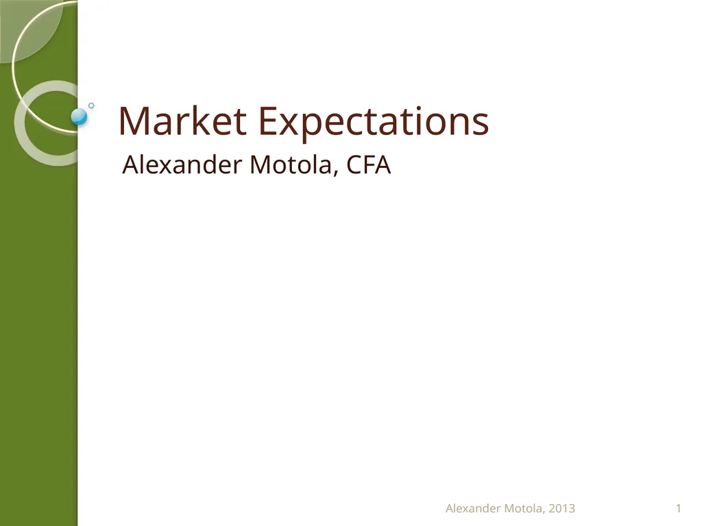 Market Expectations Alexander Motola, CFA