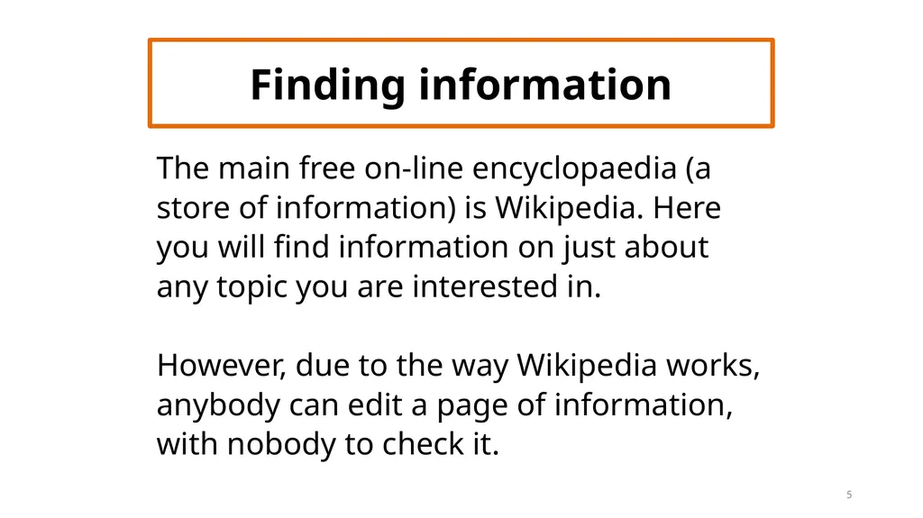 PMHS Library Guide four Finding information 1 - slide 5 of 11