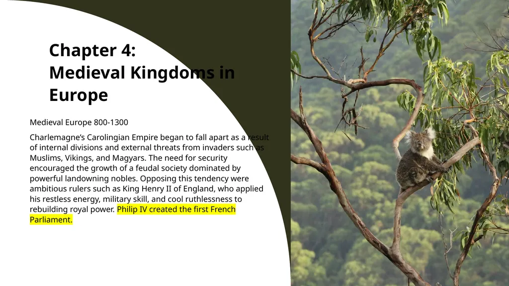 Chapter 4: Medieval Kingdoms in Europe Medieval - slide 1 of 7