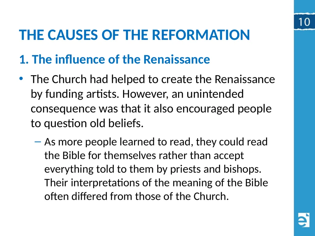 Chapter 10 (10.1) The Causes of the Reformation - slide 5 of 24