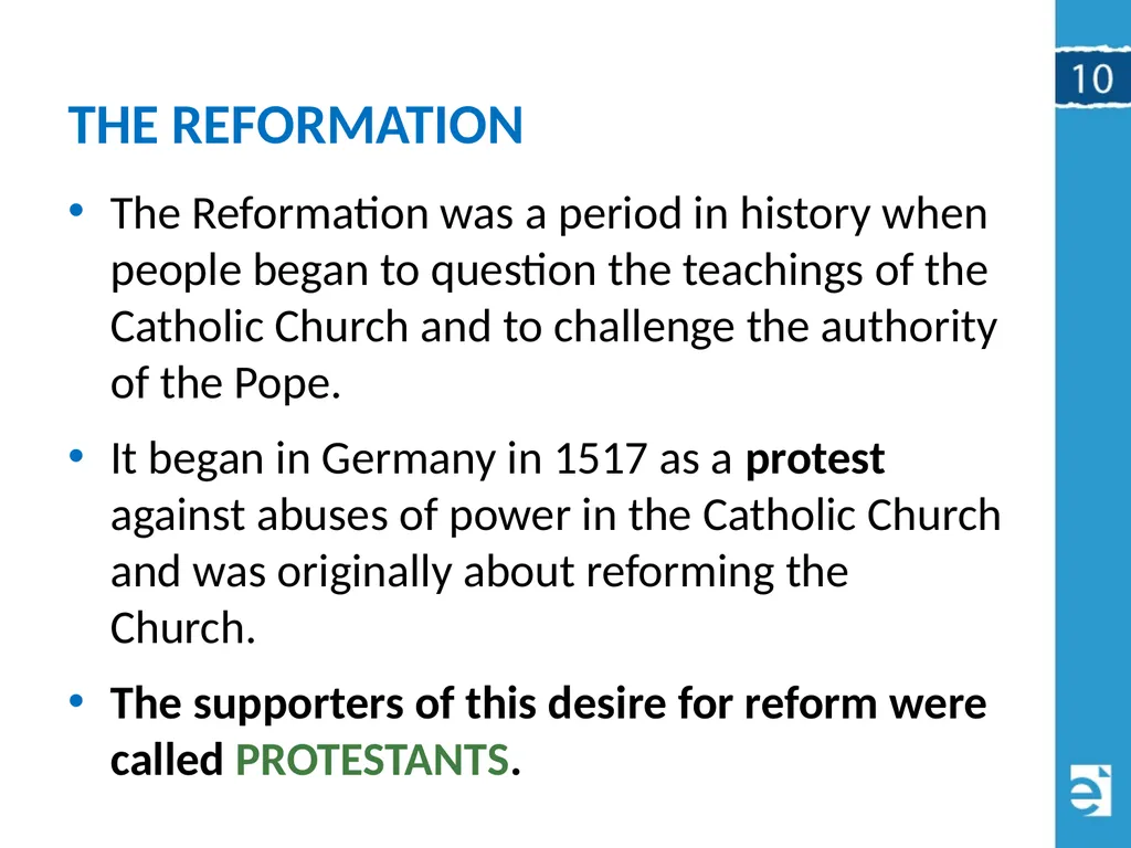 Chapter 10 (10.1) The Causes of the Reformation - slide 3 of 24