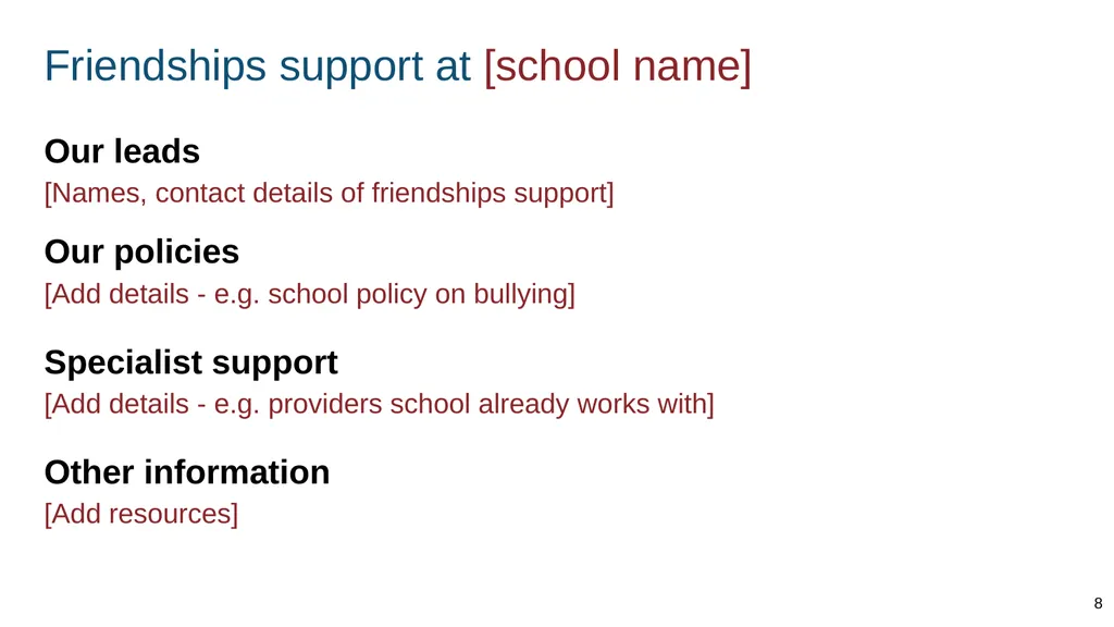 Teaching about caring friendships Part of: - slide 8 of 52