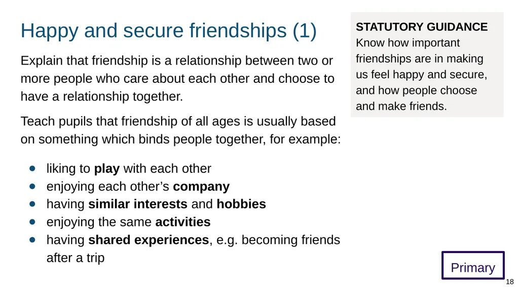 Teaching about caring friendships Part of: - slide 18 of 52