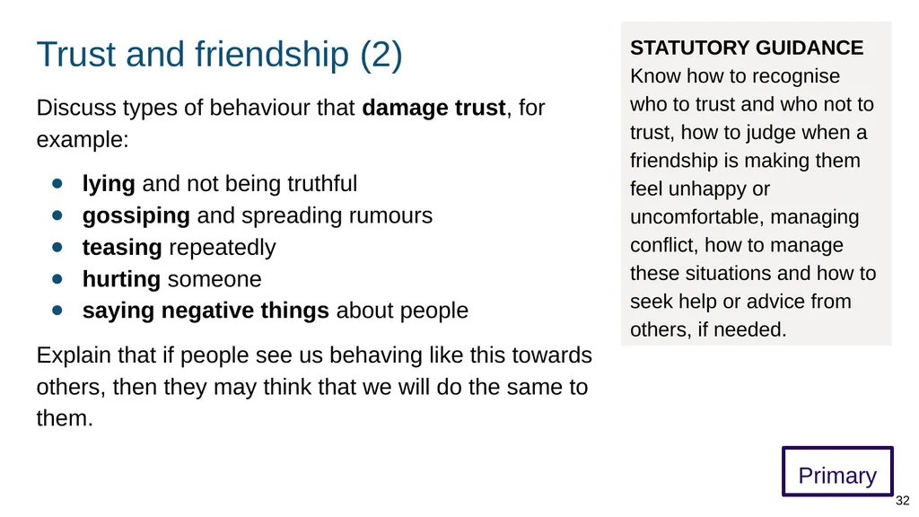 Teaching about caring friendships Part of: - slide 32 of 52