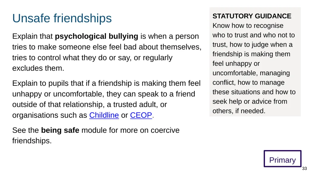 Teaching about caring friendships Part of: - slide 33 of 52