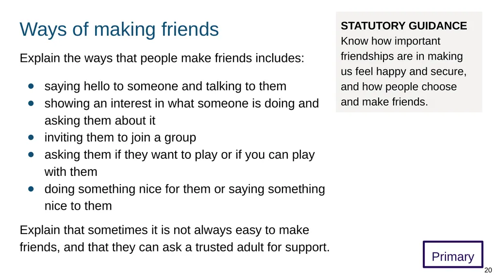 Teaching about caring friendships Part of: - slide 20 of 52