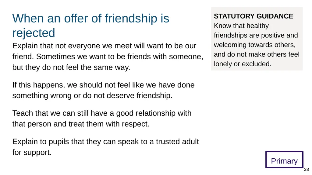 Teaching about caring friendships Part of: - slide 28 of 52
