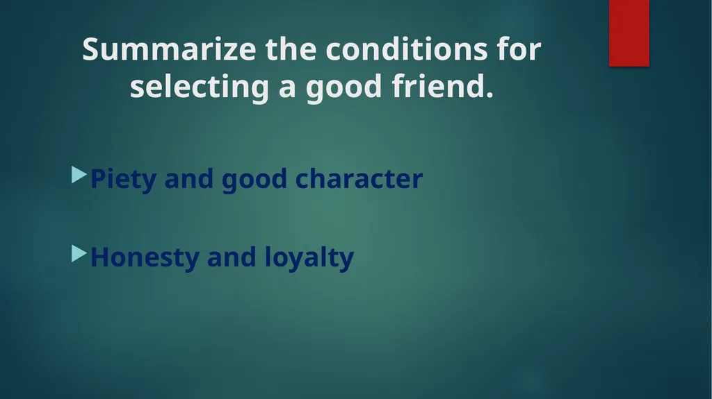 Selecting Friends Unit: 5, Lesson: 3 Learning - slide 12 of 16