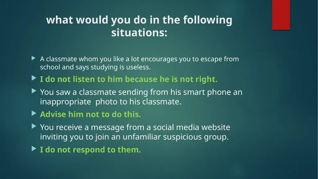 Selecting Friends Unit: 5, Lesson: 3 Learning - slide 9 of 16